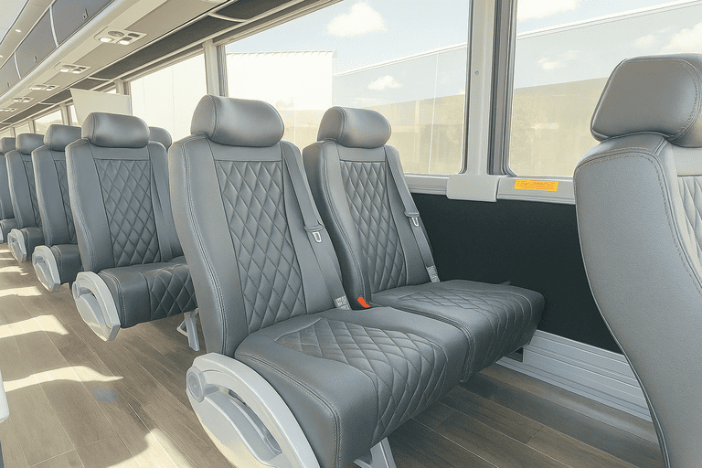 interior of Cary Shuttle Bus Rentals charter bus